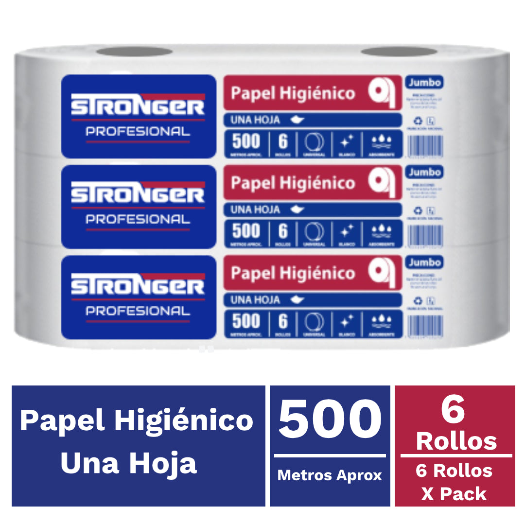 Papel higiénico 500 mts 6 unidades (3000 mts)