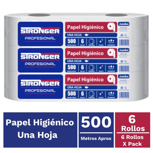 Papel higiénico 500 mts 6 unidades (3000 mts)