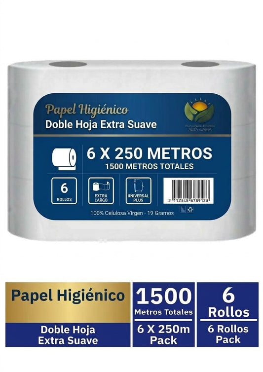 Papel higiénico Amanecer 250 mts 6 unidades Doble Hoja (1500 mts)