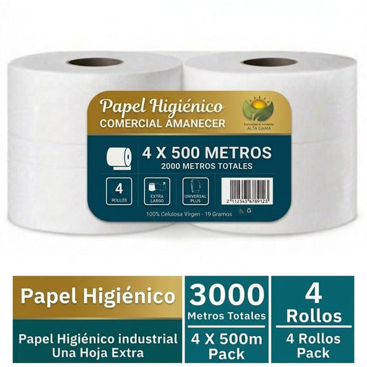 Papel higiénico Amanecer 500 mts 4 unidades (2000 mts)