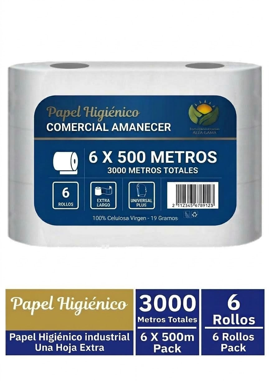 Papel higiénico Amanecer 500 mts 6 unidades (3000 mts)