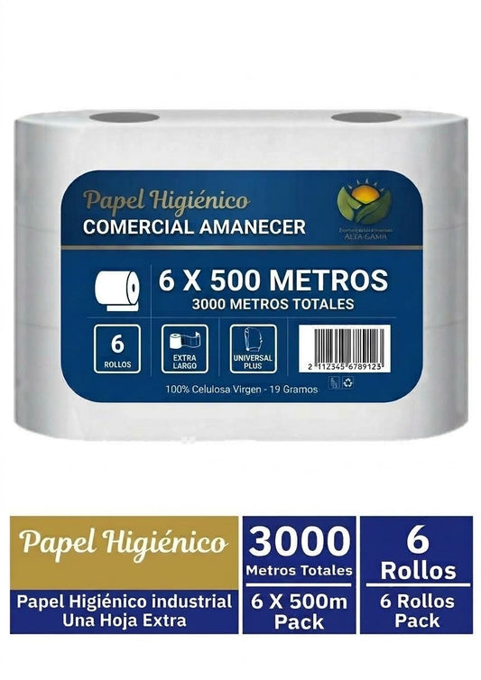 Papel higiénico Amanecer 500 mts 6 unidades (3000 mts)